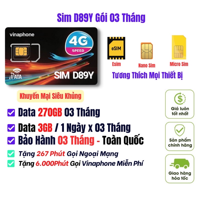 Sim 4G Vinaphone FCLUB Miễn Phí Data 3GB 1 Ngày Tốc Độ Cao Và Gọi , Bảo Hành Toàn Quốc