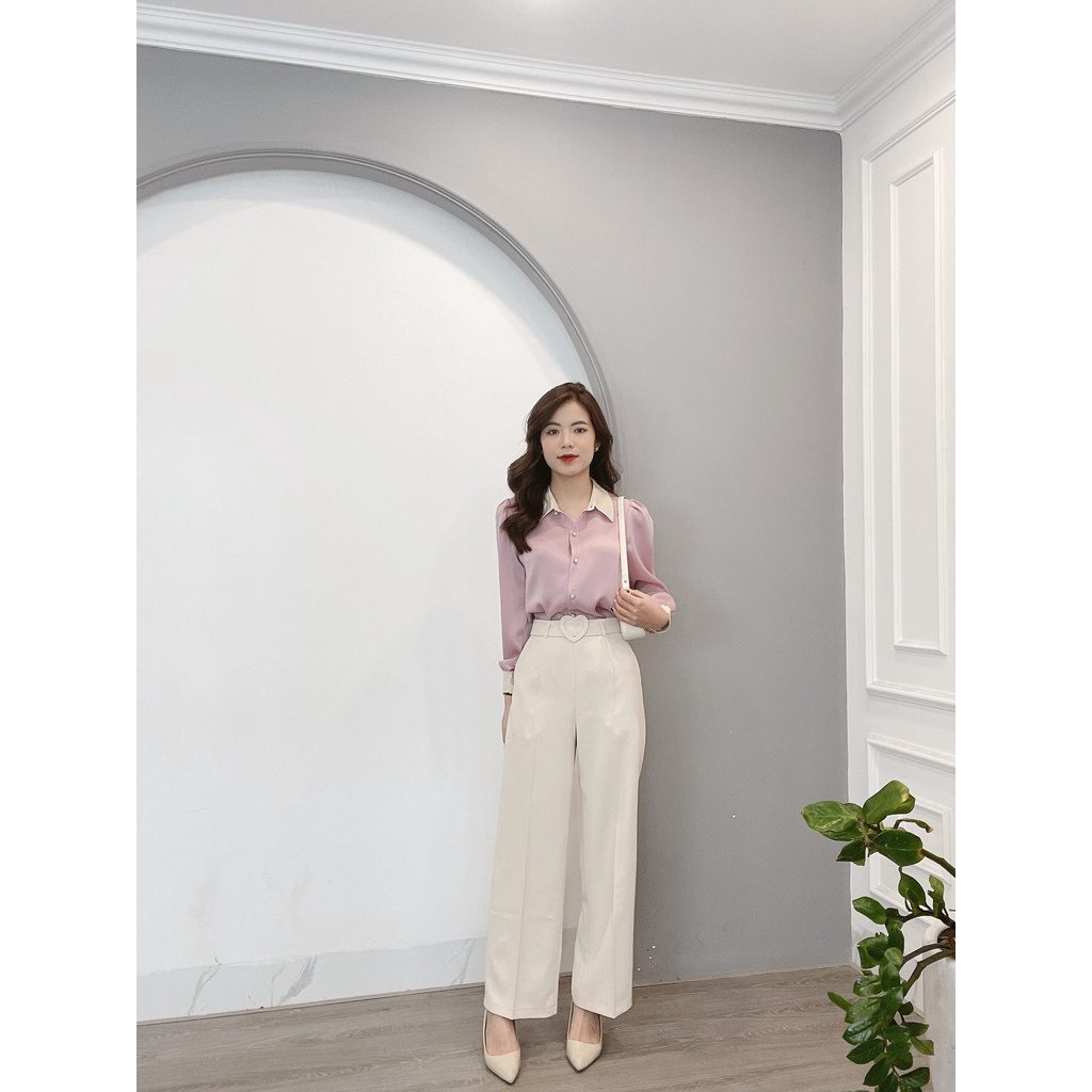 Quần Ống Xuông Đai Tim Khóa Sườn Min House