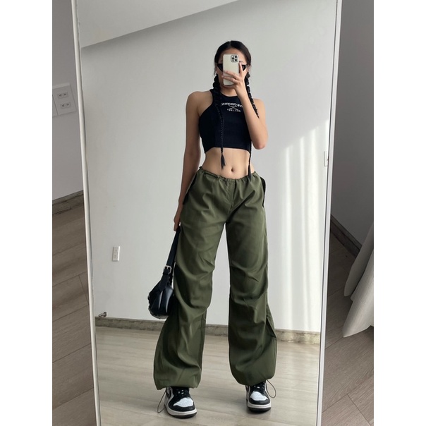 ✅Set áo ba lỗ đen và quần jogger xanh rêu