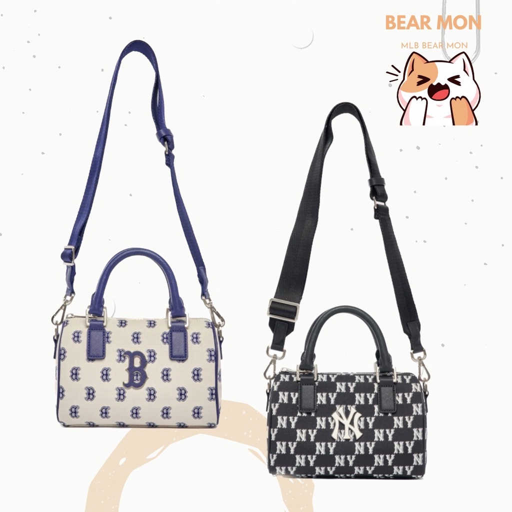 Túi Trống MLB Classic Monogram Jacquard Boston Bag S Boston Red Sox 3Abws013N Logo Màu trắng màu đen