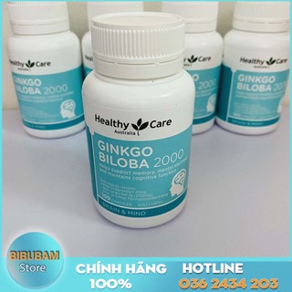 Healthy care ginko biloba 2000 viên uống bổ não của úc lọ 100v