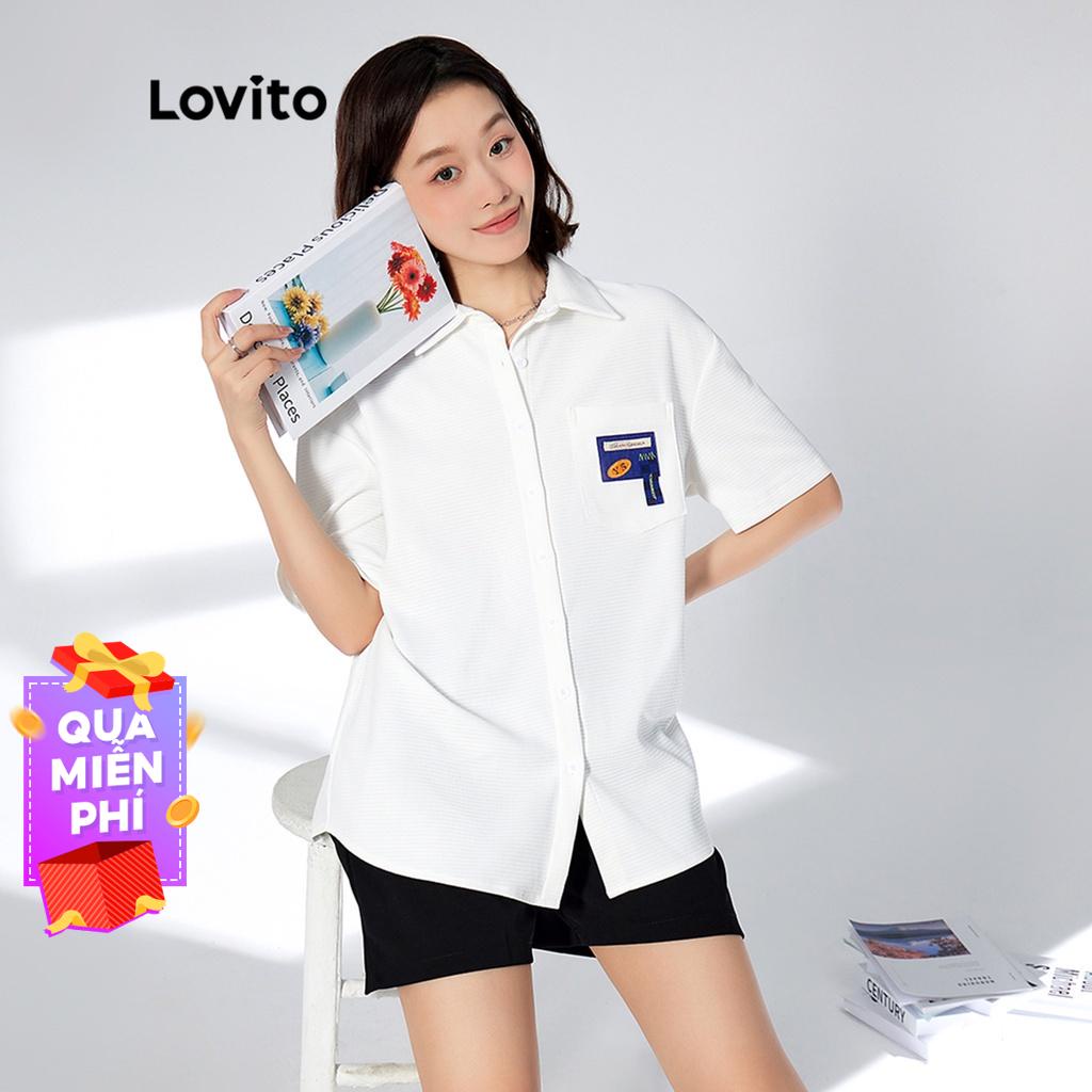 Lovito Túi Polo trơn trơn có túi nữ L33AD116 (Trắng)