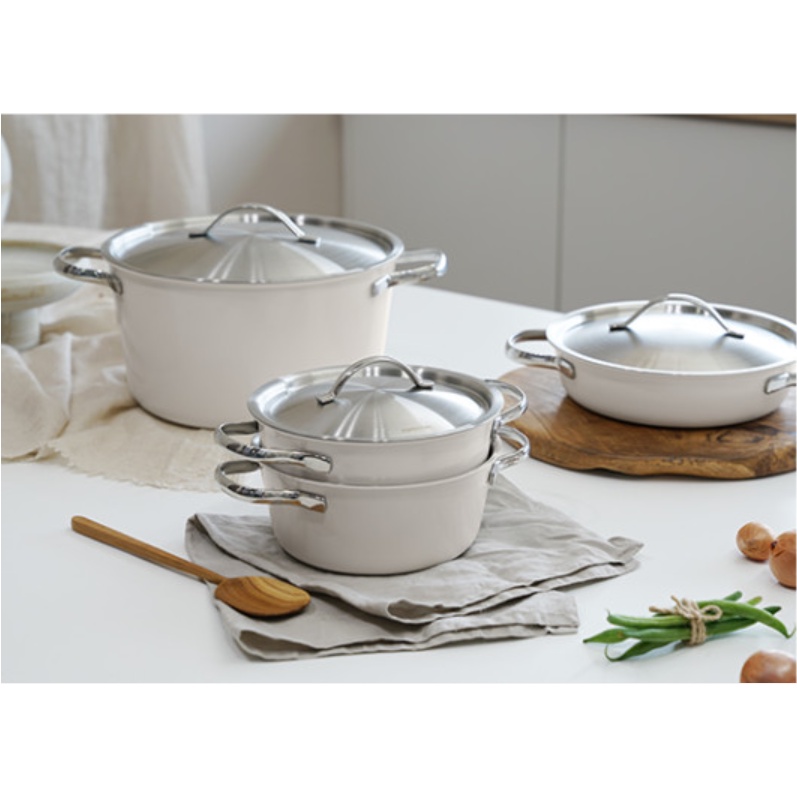 Bộ 3 nồi mini 5 lớp inox 304 Hàn Quốc size 16/20cm - Màu Xanh Mint/Đỏ/Cream | Edelkochen x Sa Maison