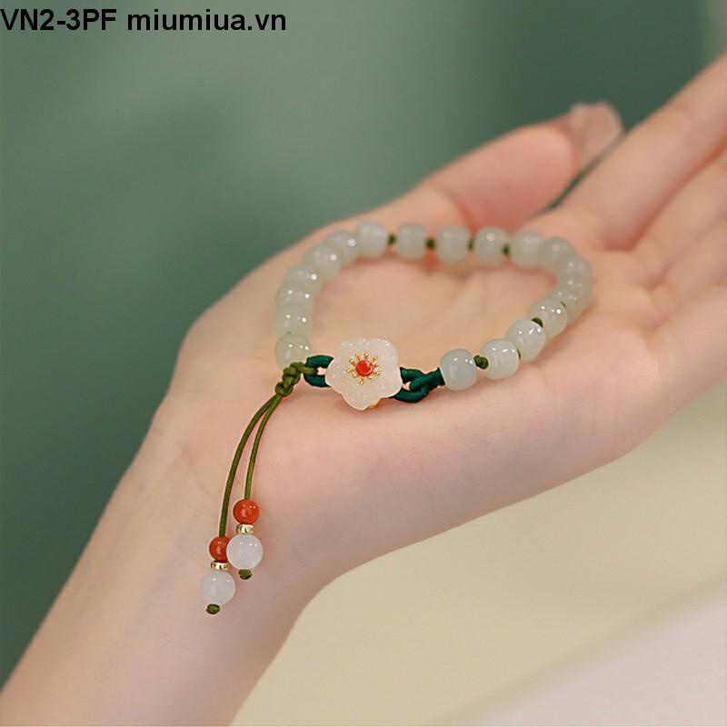 Vòng Tay Bện Dây Đính Đá Ngọc Bích Nhân Tạo Thời Trang Cho Nữ