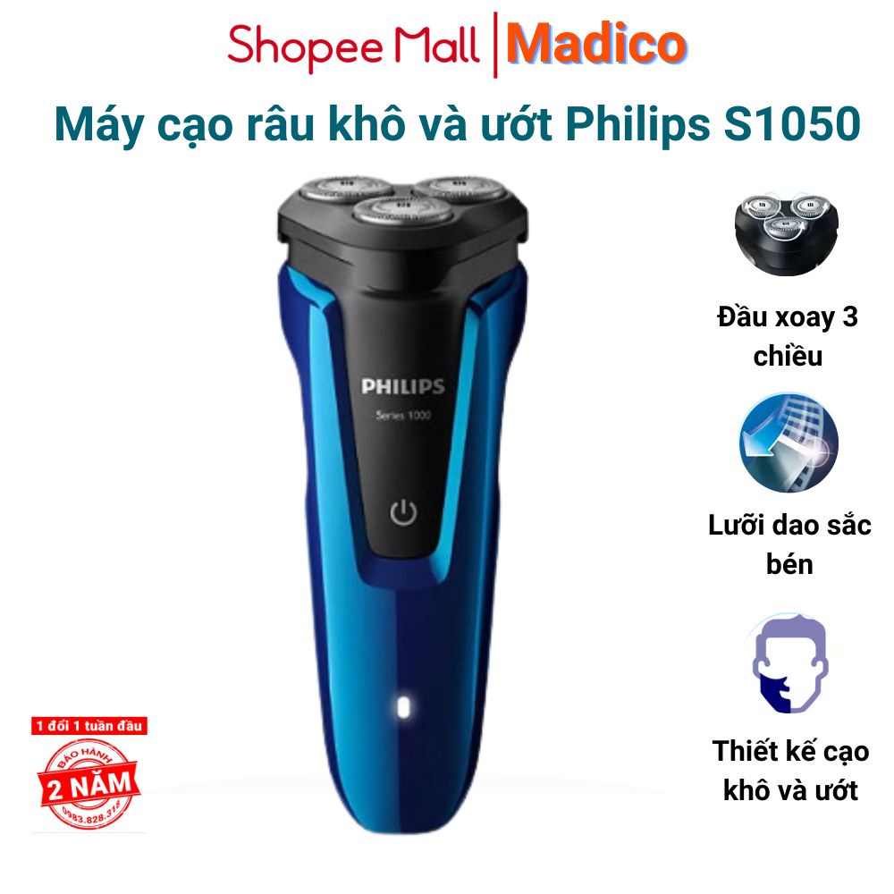 Máy cạo râu điện Philips seri 1000 S1020 S1050 S1060 S1108 cạo khô và ướt - BH 24 tháng - Madico