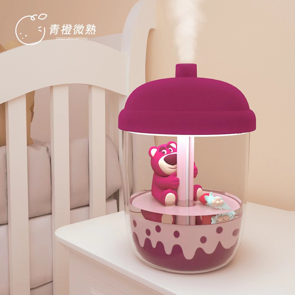 Máy xịt phun sương tạo ẩm không khí FNELSE thiết kế cốc trà sữa gấu dâu tây/ gấu pooh sức chứa lớn đáng yêu