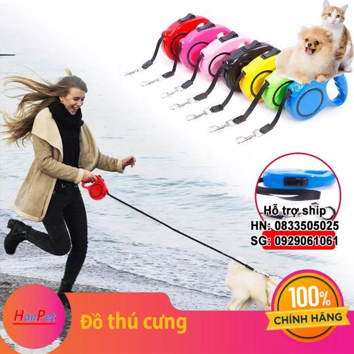 Dây dắt chó mèo tự động - Hàng công ty - (2 loại) dây dẫn chó tự co rút