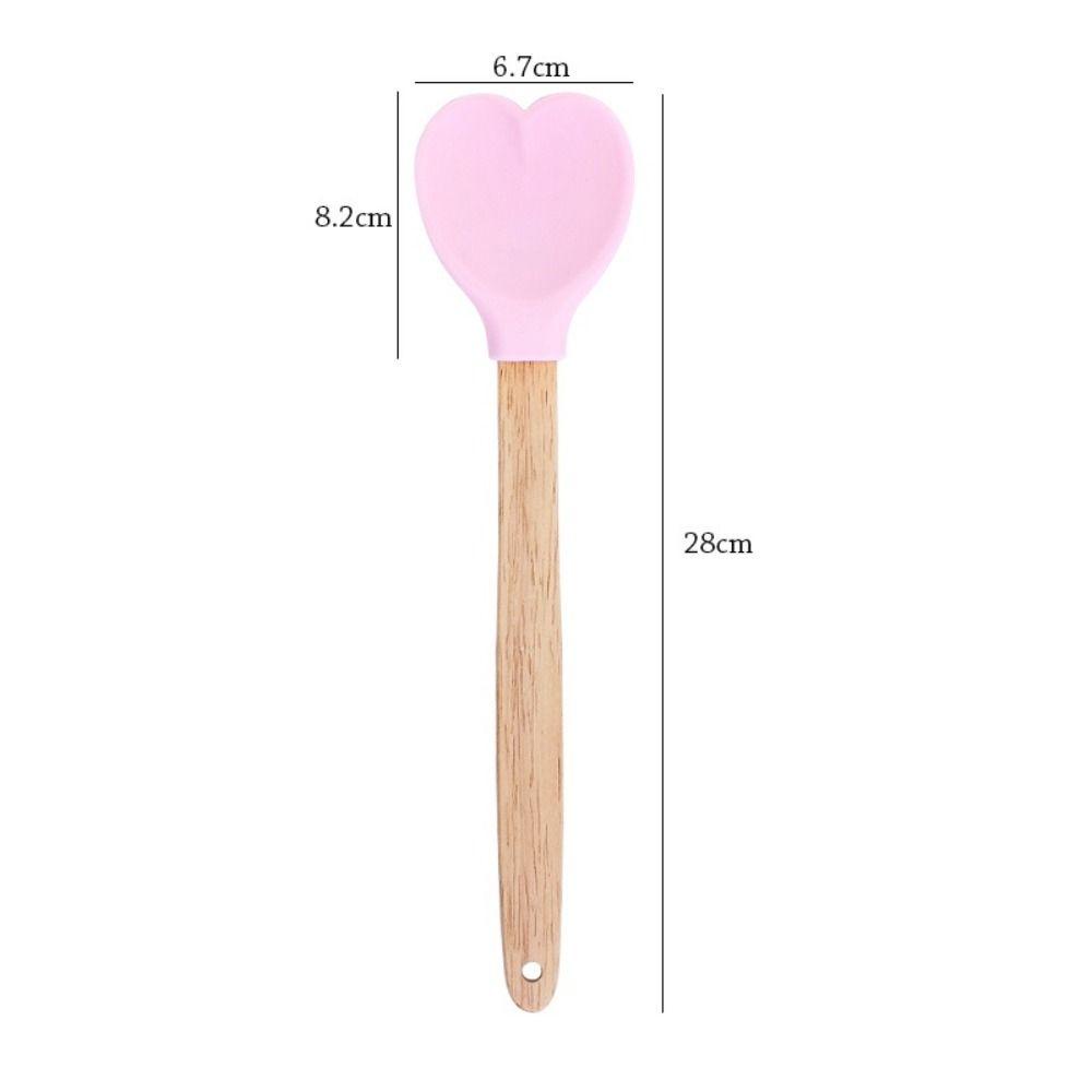 Muỗng Silicone Cán Gỗ Chống Dính Hình Trái Tim