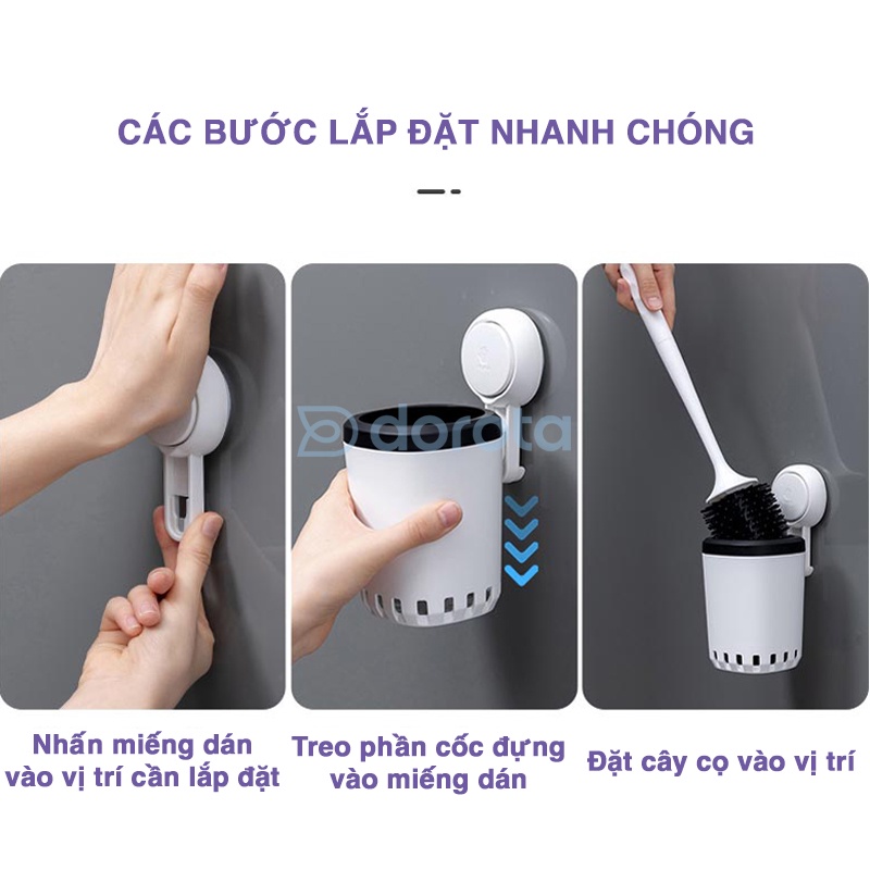 Cọ toilet nhà vệ sinh thông minh DOROTA chà bồn cầu silicon gắn tường không cần khoan AW651