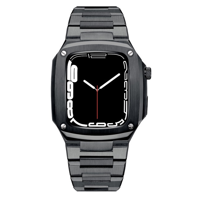 Bộ Dây Đeo Bằng Thép Không Gỉ + Vỏ Bọc Bằng Da Thật Cho iWatch 40mm 41mm 44mm 45mm