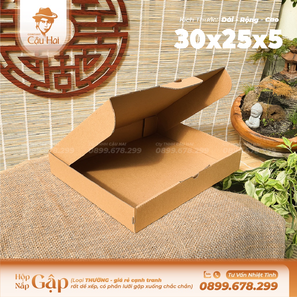 Set 50 hộp carton nắp GẬP 30x25x5