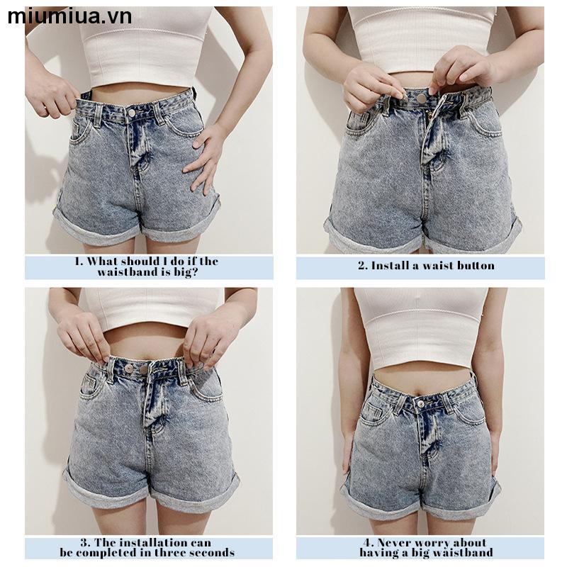 miumiuaNút cài quần jean bằng kim loại có thể tháo ra và điều chỉnh tiện lợi cho nữ