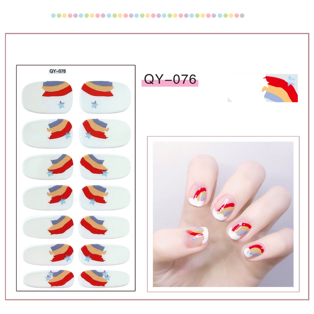 Miếng Dán Trang Trí Móng Tay Toàn Diện Họa Tiết Hoa Trái Tim 3D Xinh Xắn