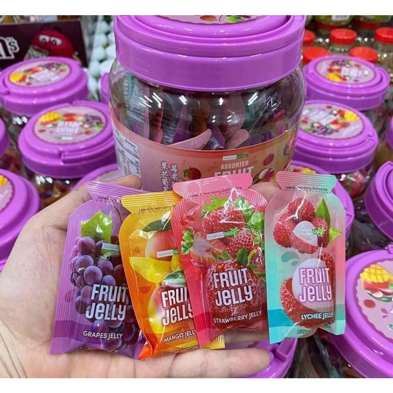 [Hàng Mỹ] Thạch rau câu Trái cây nguyên chất Assotted Natural Fruit Jelly 4 vị - 50 gói