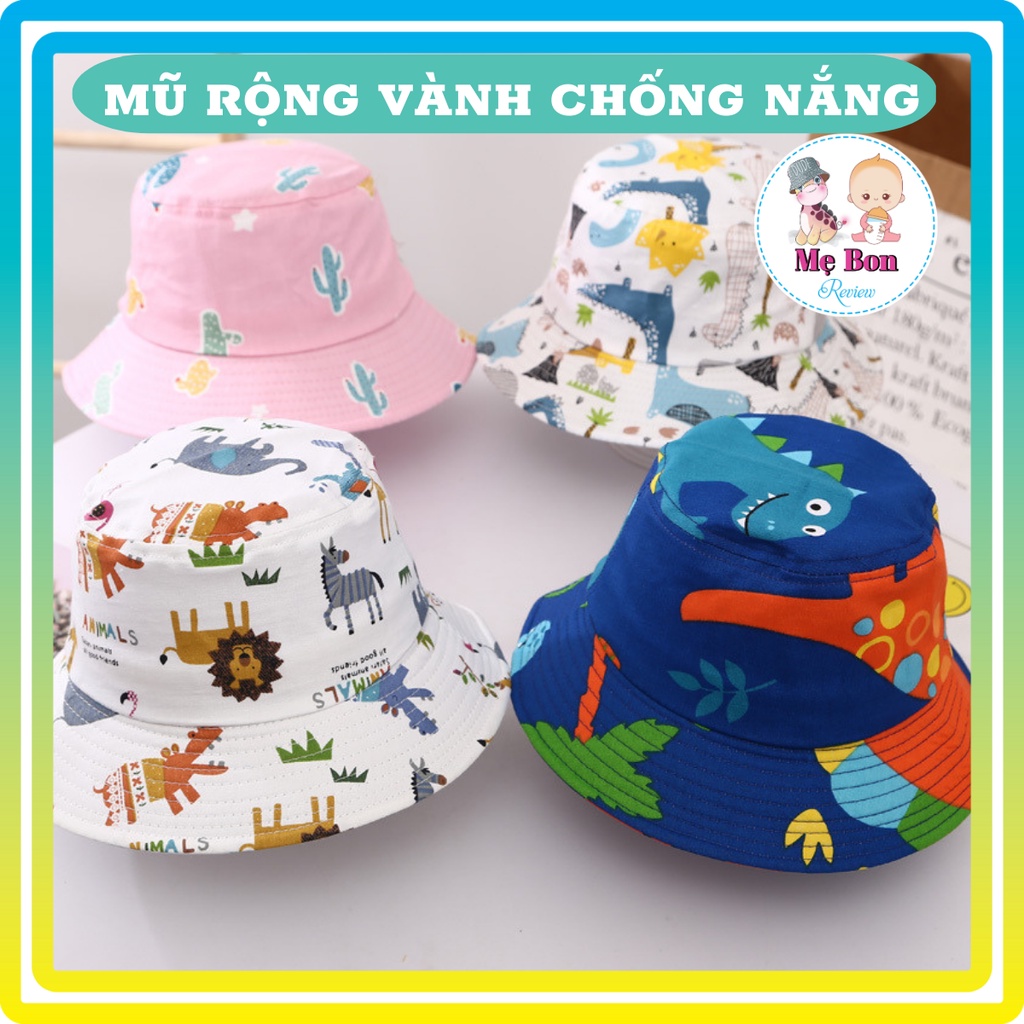Mũ nón rộng vành chống nắng có lưới và quai buộc thời trang mùa hè sành điệu cho bé 1-4 tuổi