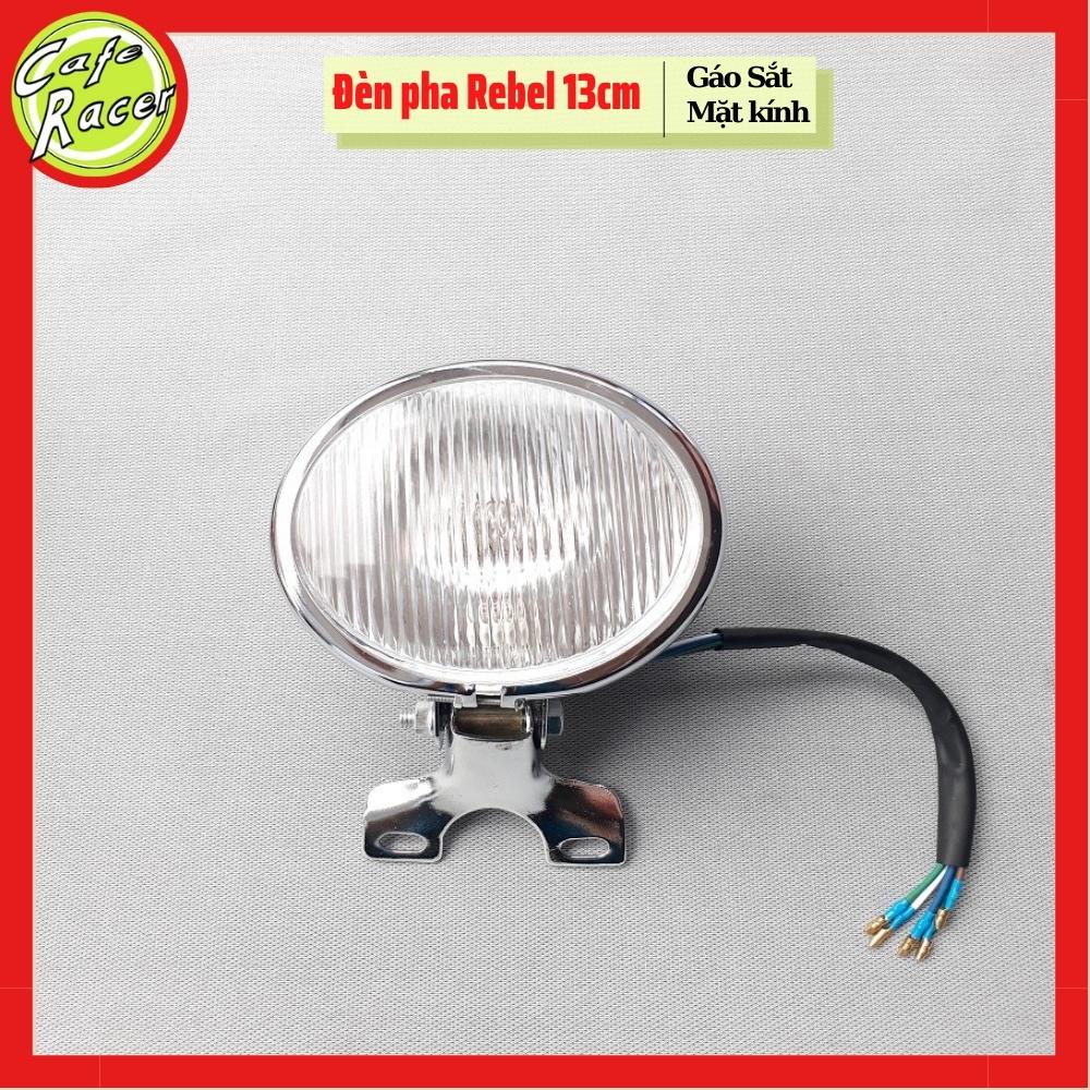 Đèn pha xe máy tròn Rebel đường kính 13cm cho xe Win Cub 67 GN125 độ Tracker Chopper Bobber