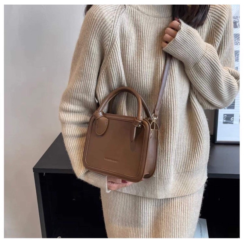 Túi Xách Nữ Túi Đeo Vai Hình Hộp Dáng Vuông Viền Da Cao Cấp Phong Cách Hàn Quốc