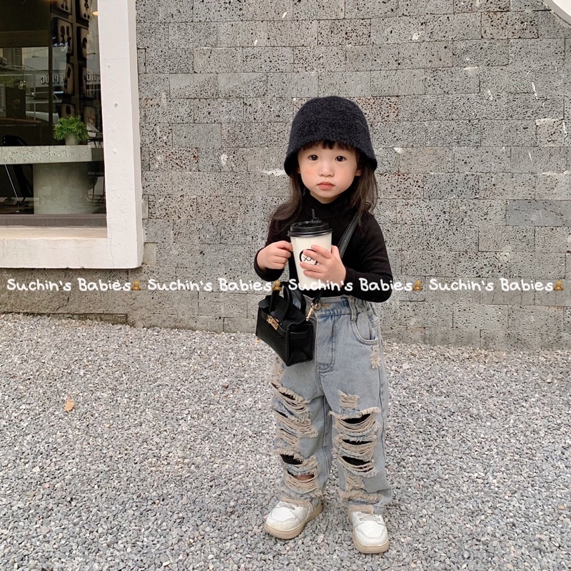 Quần bò suông rách cho bé trai và gái Suchin QDK0061