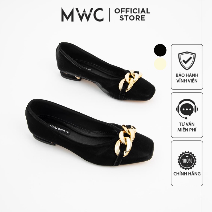 Giày MWC 2240 - Giày Búp Bê Đế Bệt, Búp Bê Mũi Vuông, Giày Búp Bê Phối Xích, Búp Bê Thời Thượng, Giày Búp Bê Hiện Đại