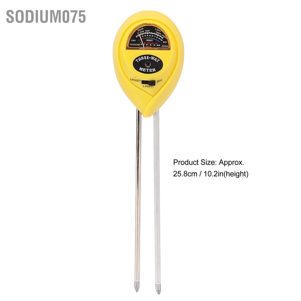 Sodium075 Máy Đo Độ Ẩm Đất 3 Trong 1 Cảm Biến Sáng PH Làm Vườn Kiểm Tra Đầu Dò Màu Vàng