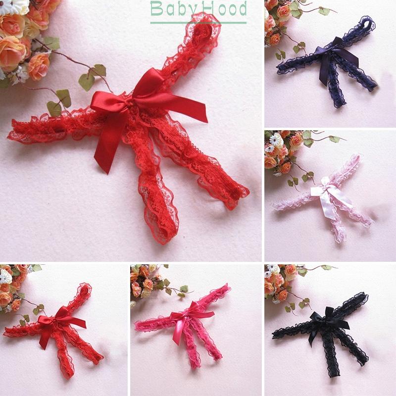 Women Thong Panties Knickers Ribbon Solid Women Briefs Crotchless Lace trim Low rise Breathable G string Fashion#BBHOOD