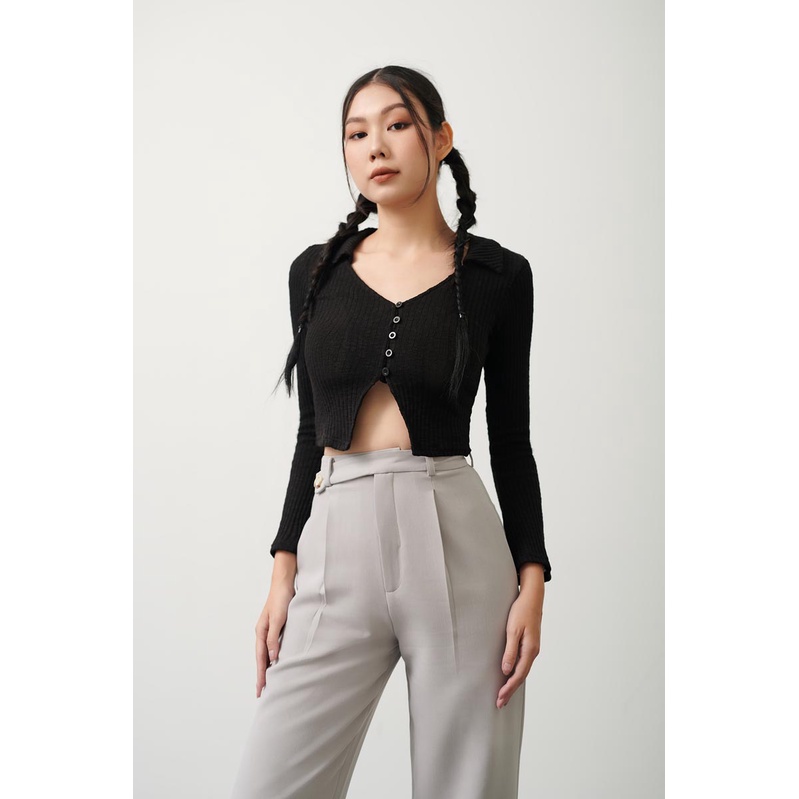 Quần dài tây lưng gài lệch 1 ly thời trang GAGO màu xám GO4182