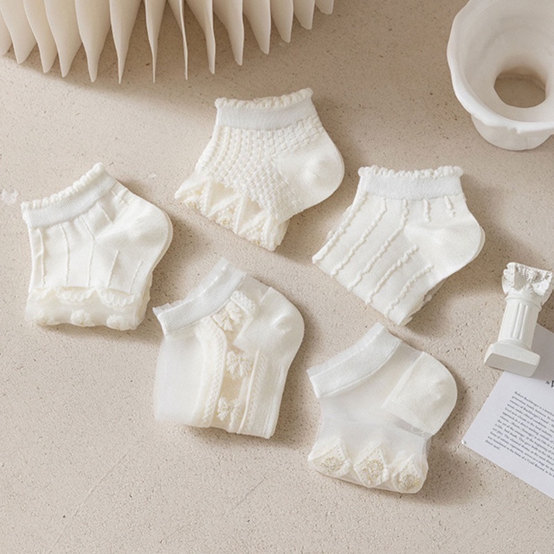 Set 5 Đôi Vớ Ren Mỏng Xuyên Thấu Thời Trang Cho Nữ