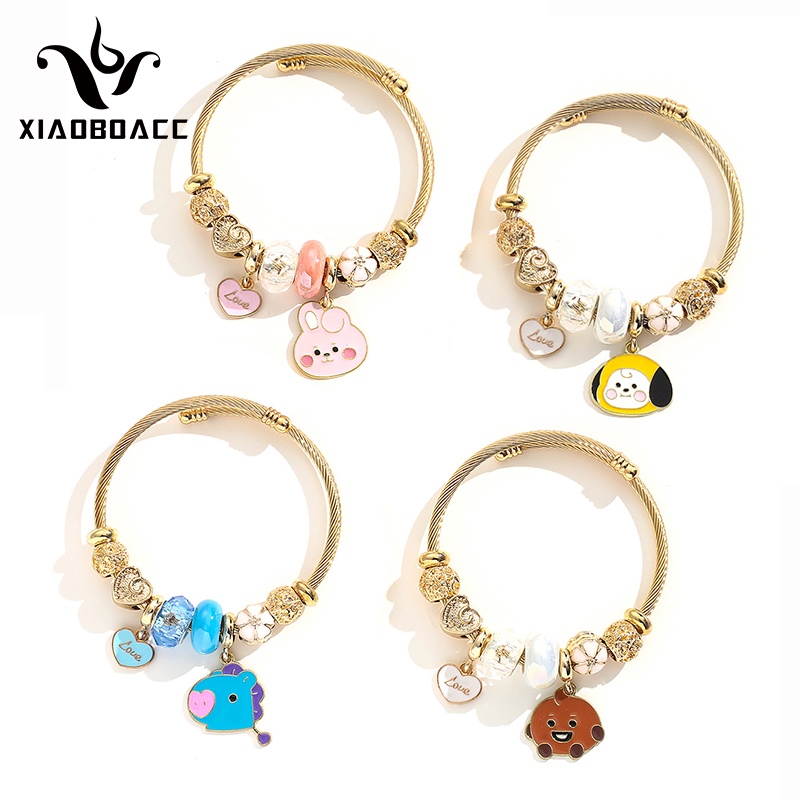 XiaoboACC Mặt Dây Chuyền Bằng Thép Không Gỉ Họa Tiết Hoạt Hình Kpop BTS BT21 Thời Trang Hàn Quốc