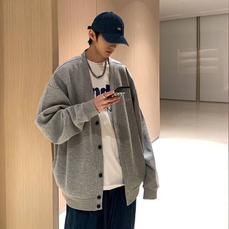 Áo Khoác Cardigan Dáng Rộng Thời Trang Xuân Thu Phong Cách Hàn Quốc Cho Nam Giới