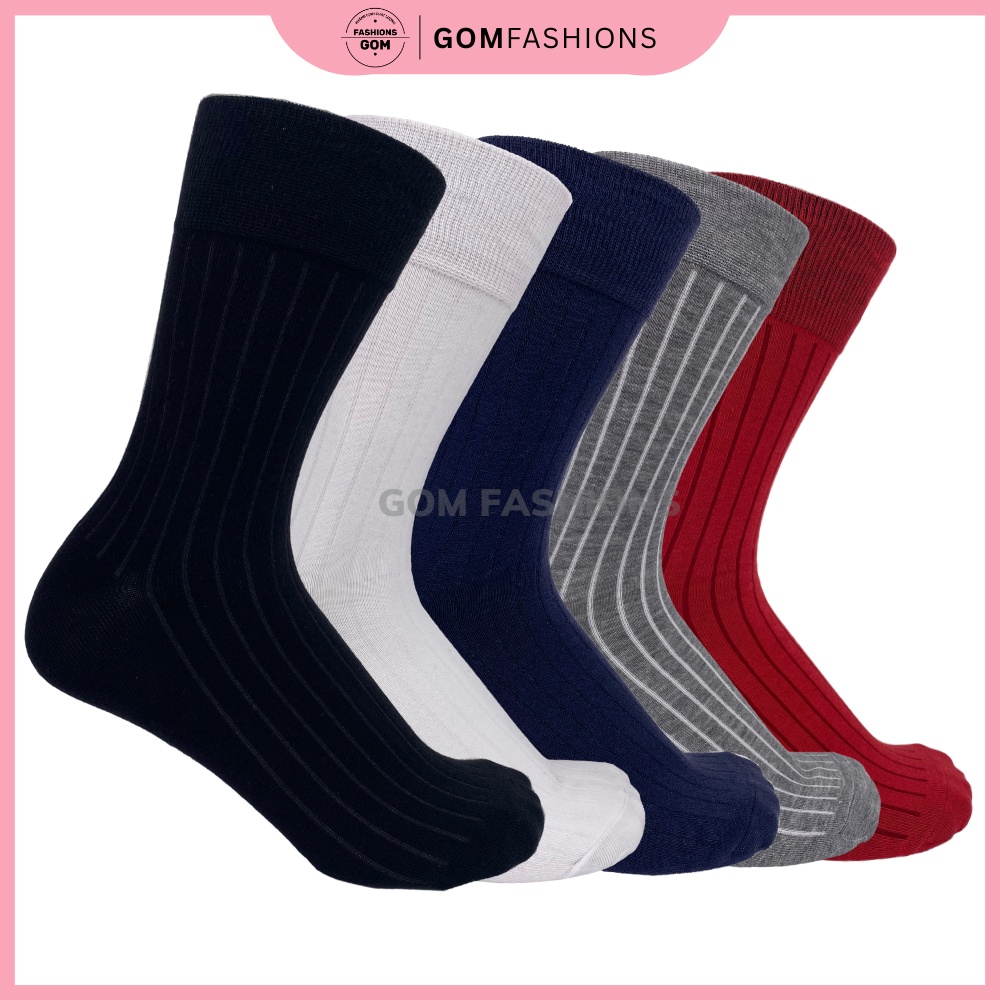 vớ nam cổ cao gân chìm, tất đi giày tây cao cấp chất liệu cotton hút ẩm thoáng khí - GOM-TAYGANCHIM-CB5