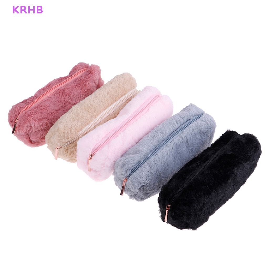 1 Túi Đựng Bút Chì / Đồ Trang Điểm Phủ Lông Xù Dễ Thương Cho Bạn Gái Mới