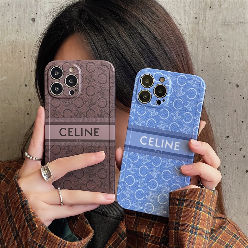 Ốp Điện Thoại TPU Mềm Chống Sốc Viền Vuông In Logo Celin Cổ Điển Cho iPhone 11 12 13 14 Pro Max 14 Plus