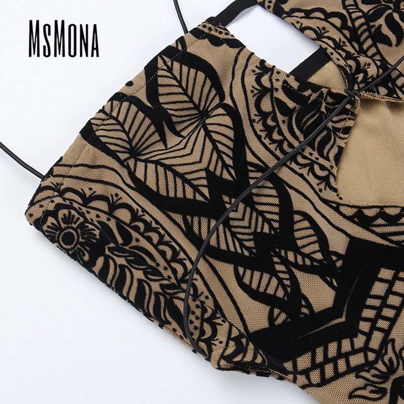 MsMona Đầm Mini Dáng Ôm Không Tay Hở Vai In Họa Tiết Thời Trang 2023 Dành Cho Bạn Nữ