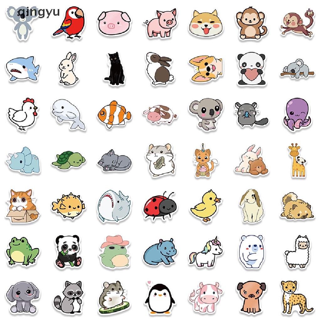 Set 100 Miếng Dán Hình Động Vật Anime Dễ Thương Trang Trí Vali / Laptop / Xe Hơi / Xe Máy