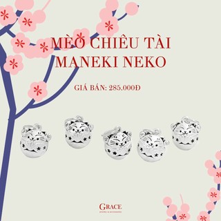 Charm Mèo Thần Tài Bạc Grace Jewelry