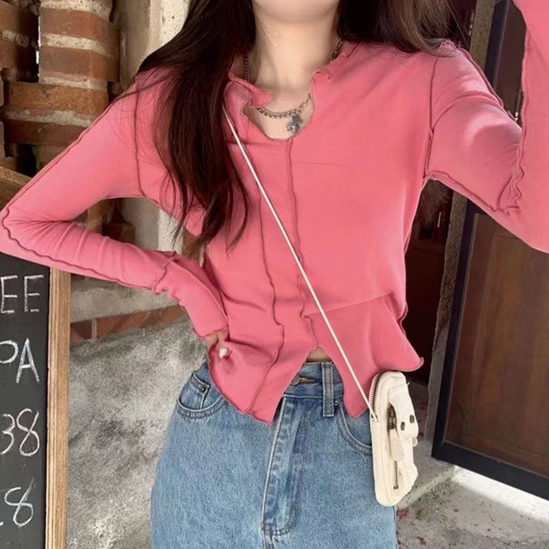 Plus Áo Kiểu Tay Dài Cổ Chữ V Chất Liệu Nhung Thiết Kế Không Đồng Đều Cao Cấp Thời Trang Cho