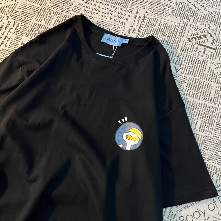 Áo Phông Nam Nữ Unisex In Logo Vịt Vàng Đơn Giản Tay Lỡ Dáng Rộng