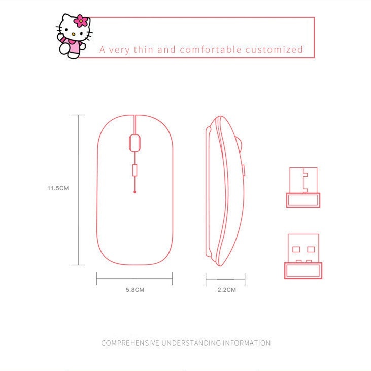 Chuột không dây 2.4GHz Siêu Mỏng Họa Tiết Doraemon / Mèo Máy