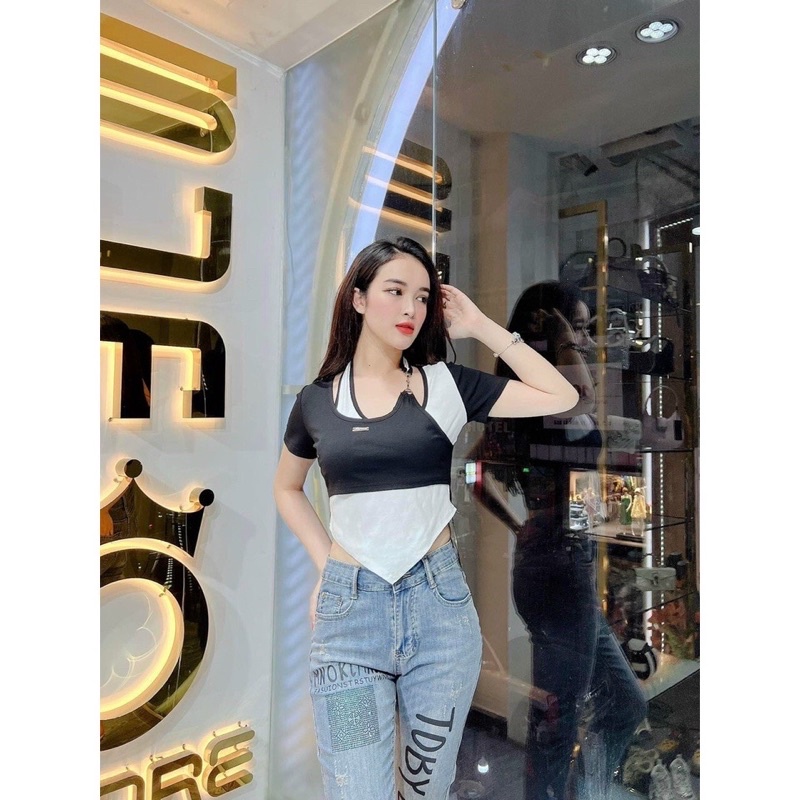 ÁO CROPTOP XINH PHỐI MÀU CÁ TÁNH LẮM TINA2