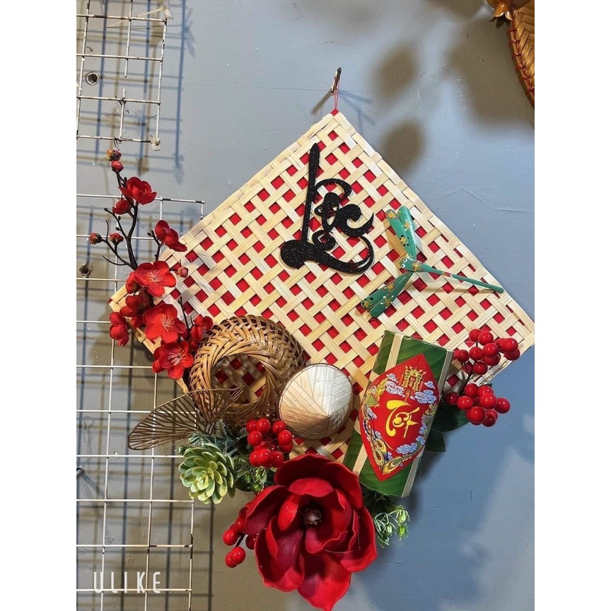 Tấm tre đan, mành tre, mẹt tre vuông decor trang trí tết, lớp mầm non, giáng sinh, khánh biểu ngữ