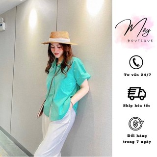 Áo Sơ Mi Basic Màu Xanh Mint Bạc Hà, Sơmi Gu Cộc Tay Loại 1 Sm105
