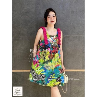 Đầm hoạ tiết dây xếp