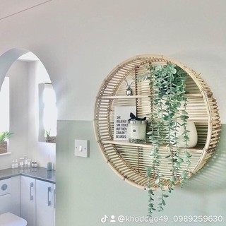 Kệ mây tre đan, kệ mây treo tường trang trí xuất Âu KT500x110mm