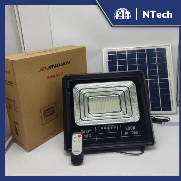 Đèn năng lượng mặt trời 200w mã JD-T200 JINDIAN - Khung Nhựa ABS - BH 1 năm