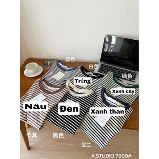Áo cộc tay kẻ chất xốp kiểu dáng basic