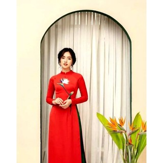 ÁO DÀI TRUYỀN THỐNG LỤA TÂY THI MÀU ĐỎ DUYÊN DÁNG ( có hình thật)