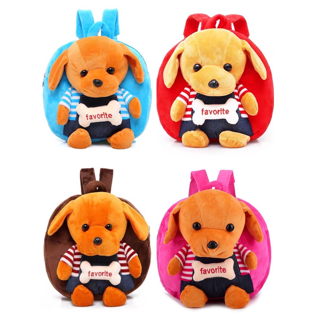 Balo cho bé mầm non con vật ngộ nghĩnh bé trai bé gái ba lô trẻ em đi học mẫu giáo hoạt hình thú bông dễ thương hình cún