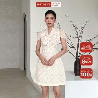  BBSTORE'S Đầm Xòe Ren Hoa Dự Tiệc Nút Bọc Sang Trọng -D1584