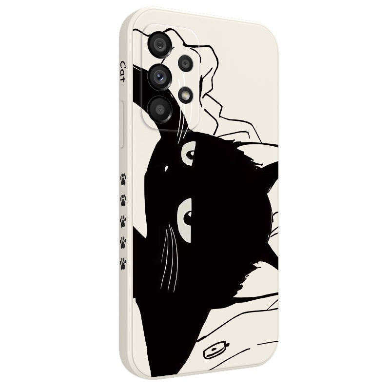 Ốp Điện Thoại Silicon Dẻo Họa Tiết Chú Mèo Dễ Thương Cho Samsung Galaxy A73 A53 A33 A23 5G