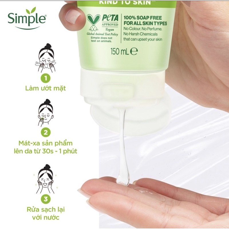 _Sữa Rửa Mặt Dạng Gel Simple Kind To Skin Refreshing Facial Wash 150ml